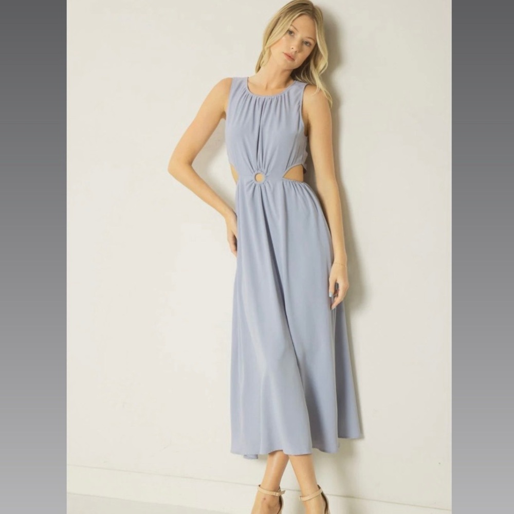 NWT Entro Missing Piece dress in dusty blue - Size L